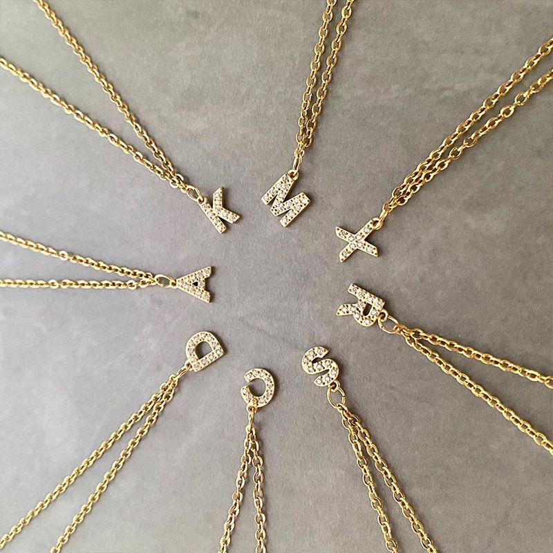 Waterproof initial necklaces A/S/T/F/H/N/Z/Q