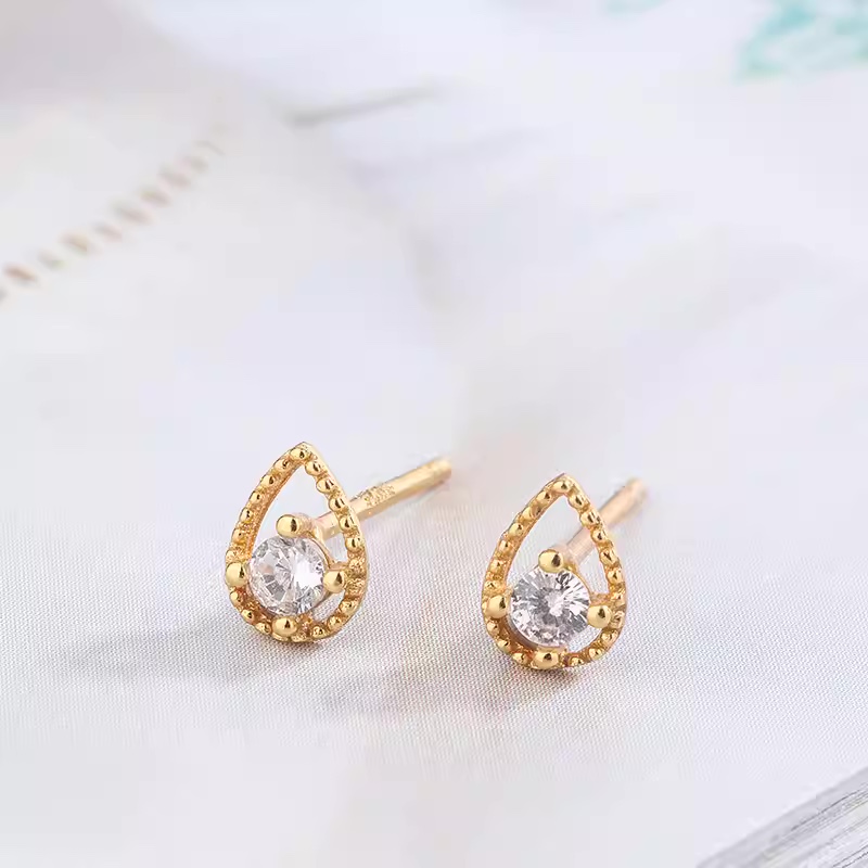 925 sterling silver mini teardrop studs gold and silver