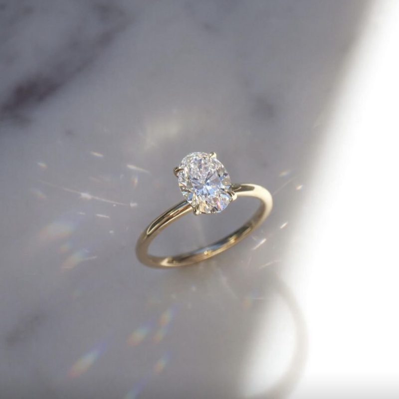 Waterproof ovular diamond ring