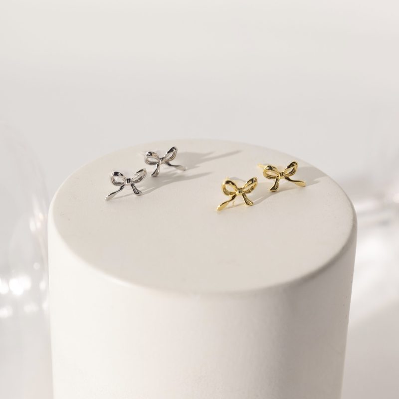 SOFIA | mini 925 sterling silver bow earrings | suitable for adults and children