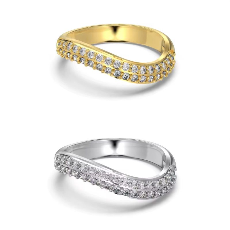 925 Sterling Silver | Wave diamond ring