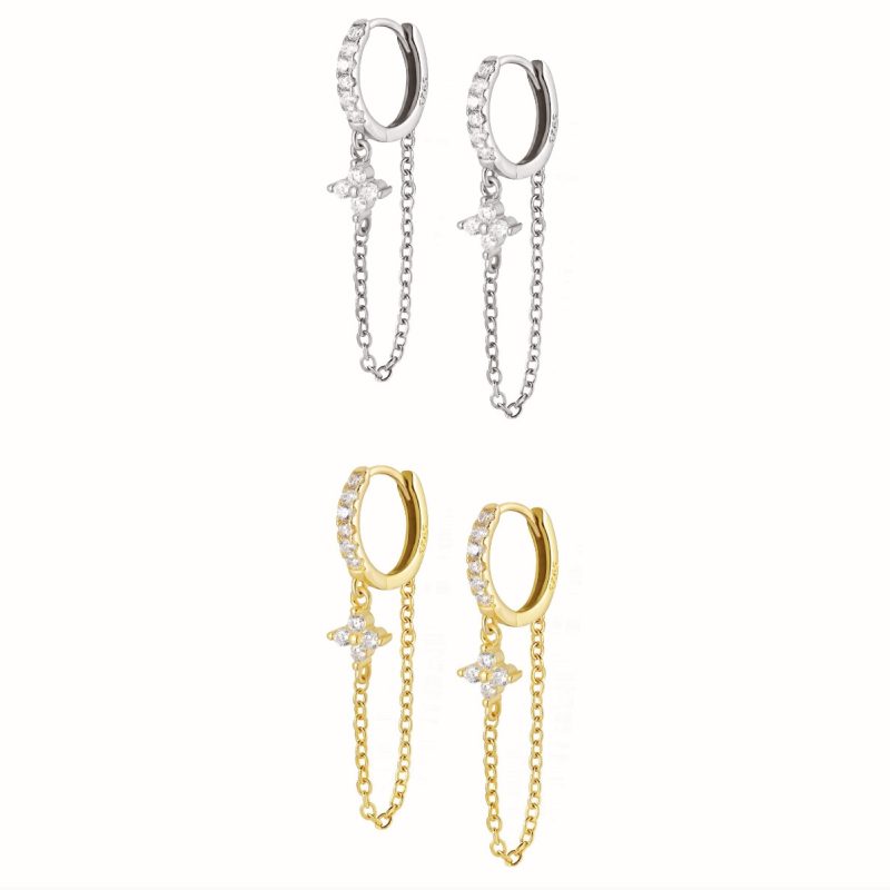 925 sterling silver | Chain Drop Huggie