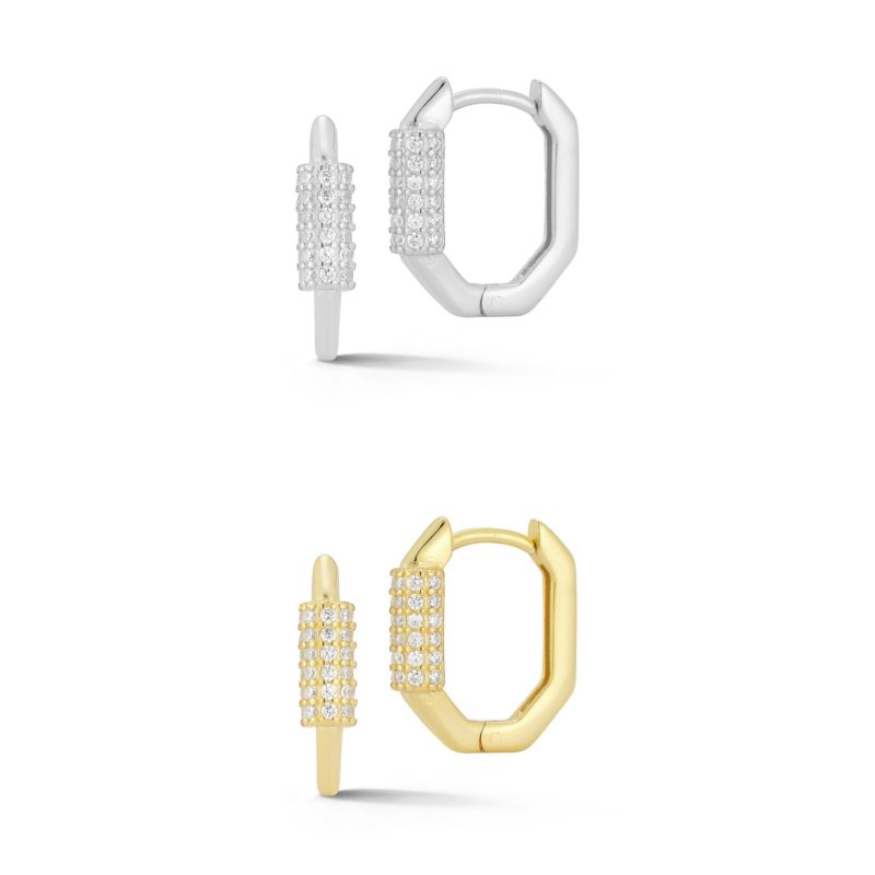 925 sterling silver | Hexagon Inspired Huggie